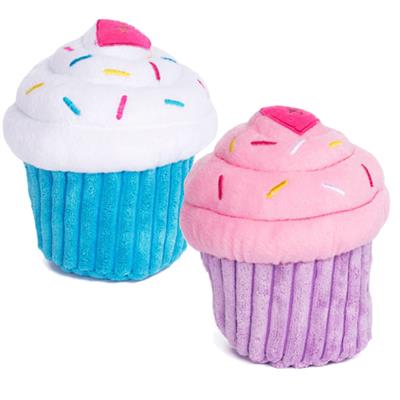 Cupcake Plush Toy with Squeaker - Purple or Blue 